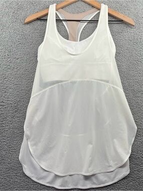 lululemon athletica White Layered Mesh Racerback Tank